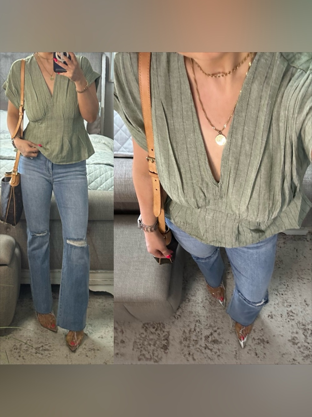 New💐 Sage Stripe Blouse
